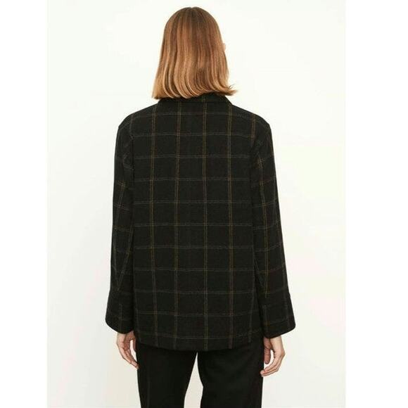 Vince Wool Cashmere Plaid Padded Shirt Jacket Shacket Black Tan Button Down XL - Picture 9 of 16